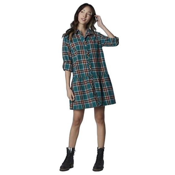 Nwt Billy T Happy Camper Plaid Shirtdress Medium - Picture 2 of 10